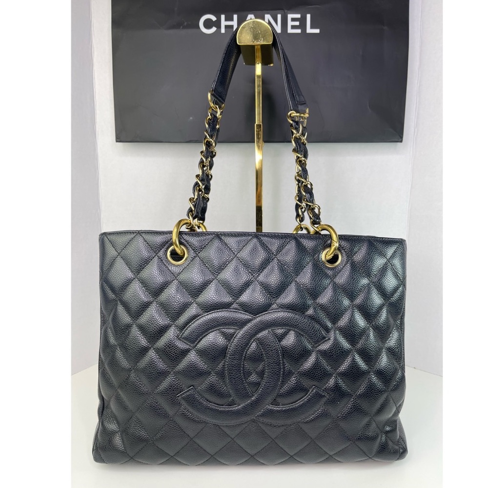 CHANEL GST Grand Shopping Tote Caviar Gold Hardware Shoulder Bag